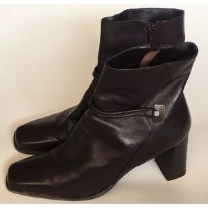 Mister Shoes Leather Boots Brown Side Zip Size 10